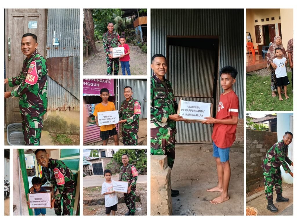 Anggota Koramil Polut Takalar Kembali Salurkan Bantuan Untuk Anak Yatim dan Keluarga Kurang Mampu