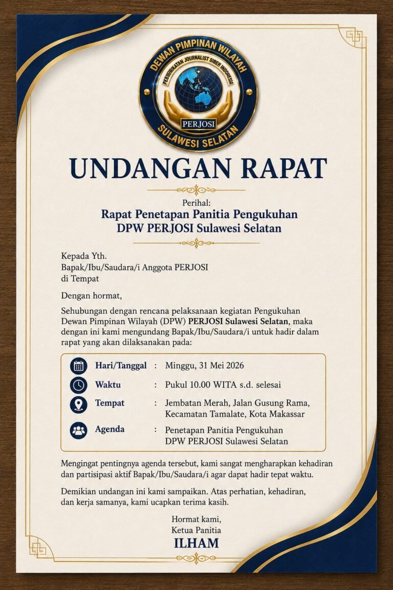 DPW PERJOSI Sulsel Matangkan Persiapan Pengukuhan, Ilham Dipercaya Pimpin Kepanitiaan