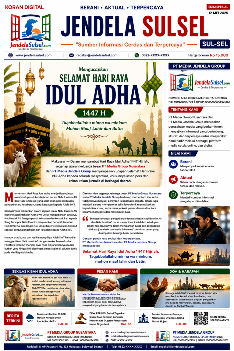 Segenap Seluruh Jajaran PT Media Group Nusantara dan PT Media Jendela Group Ucapkan Selamat Hari Raya Idul Adha 1447 Hijriah / 2026 Masehi