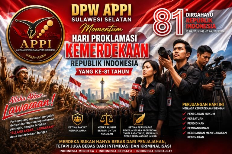 Dari Bambu Runcing ke Pena Jurnalistik, DPW APPI Sulsel Maknai Di Moment 17 Agustus 2026 Kemerdekaan Republik Indonesia Yg Ke 81 Tahun 